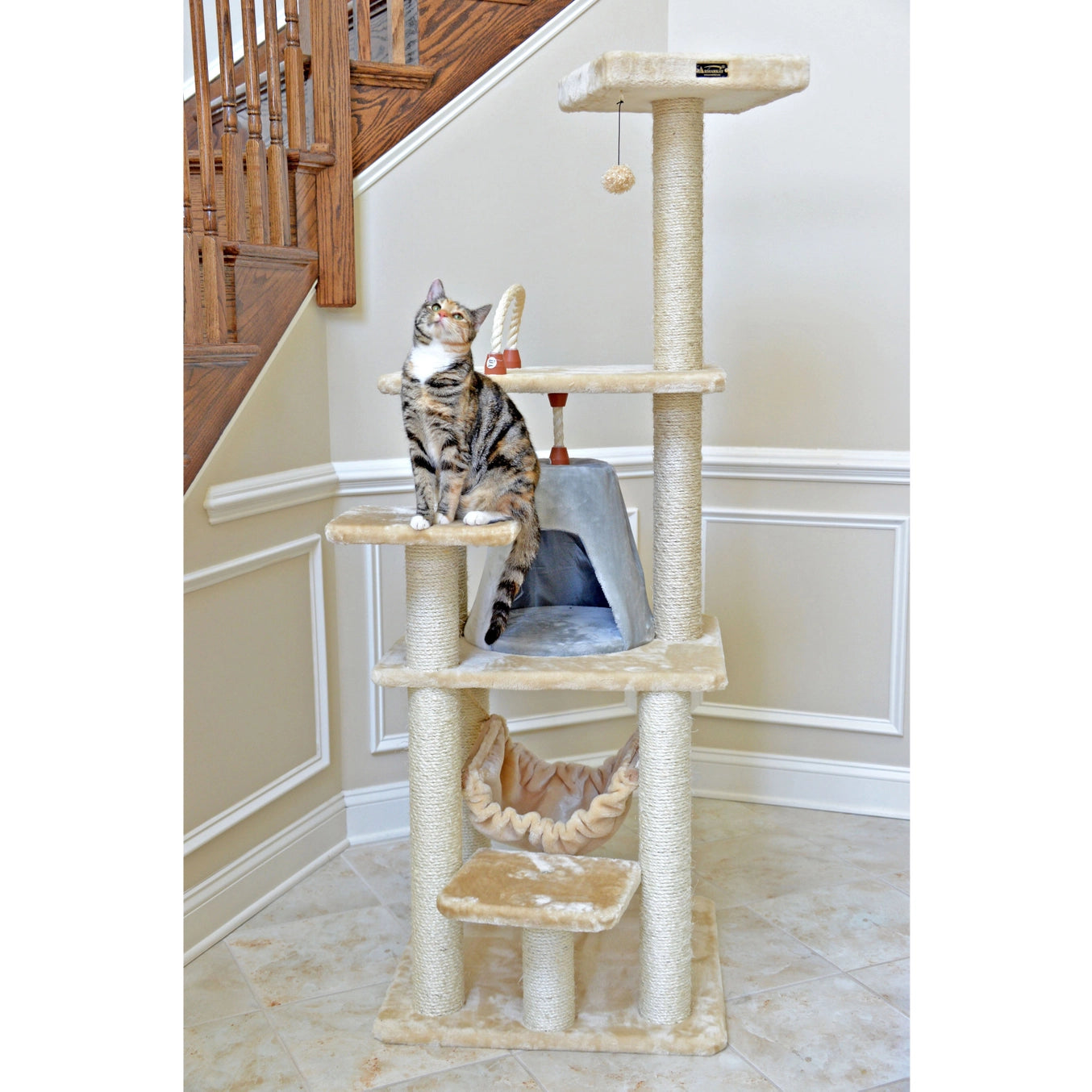 Real Wood 65" Cat Tree with Hammock- Model #A6501