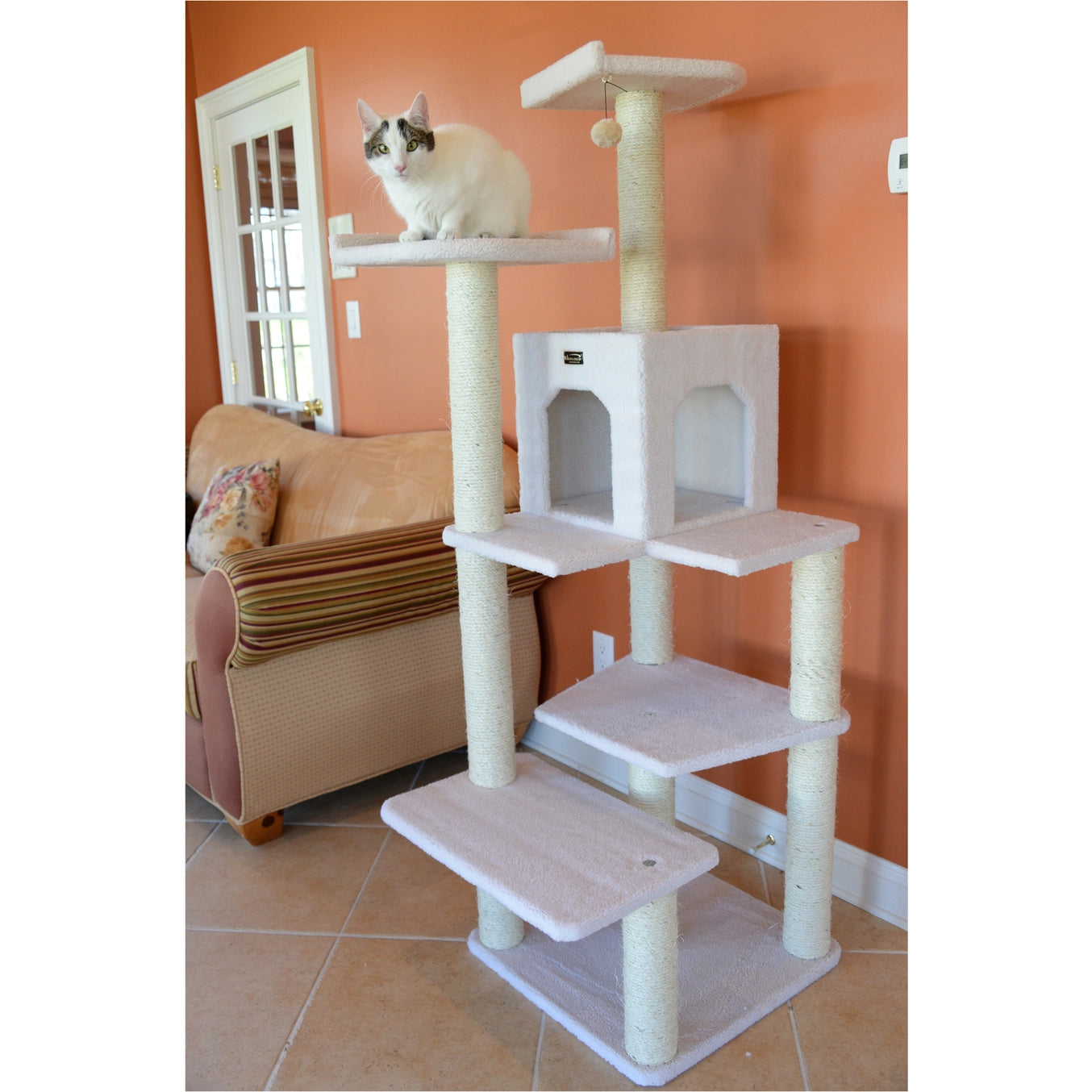 Real Wood Ivory Classic Cat Tree Condo- Includes 6 Levels- Model #B6802