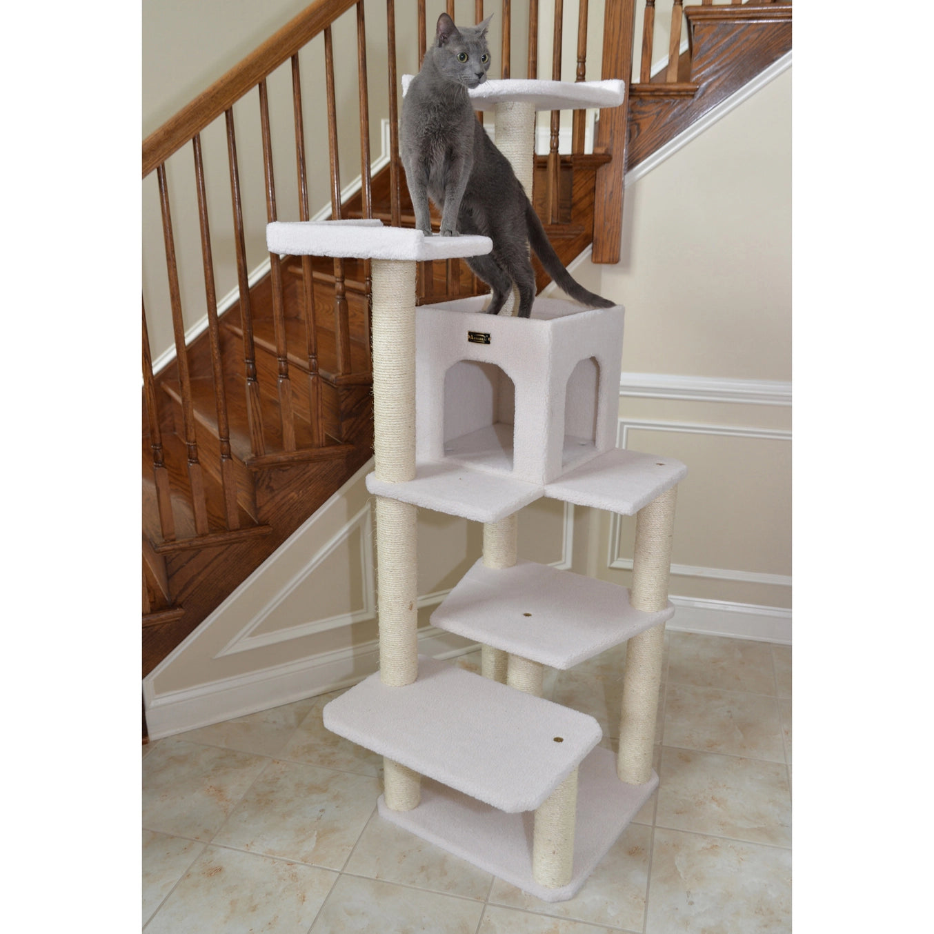 Real Wood Ivory Classic Cat Tree Condo- Includes 6 Levels- Model #B6802