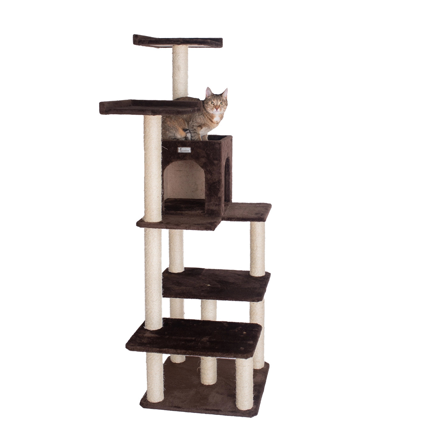 Real Wood 66-Inch Cat Tree Cat Climber- Includes 4 Levels- Model #GP78680723