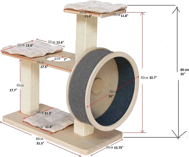 Spin Kitty Cat Tree with Built-in Wheel- Model CATF61