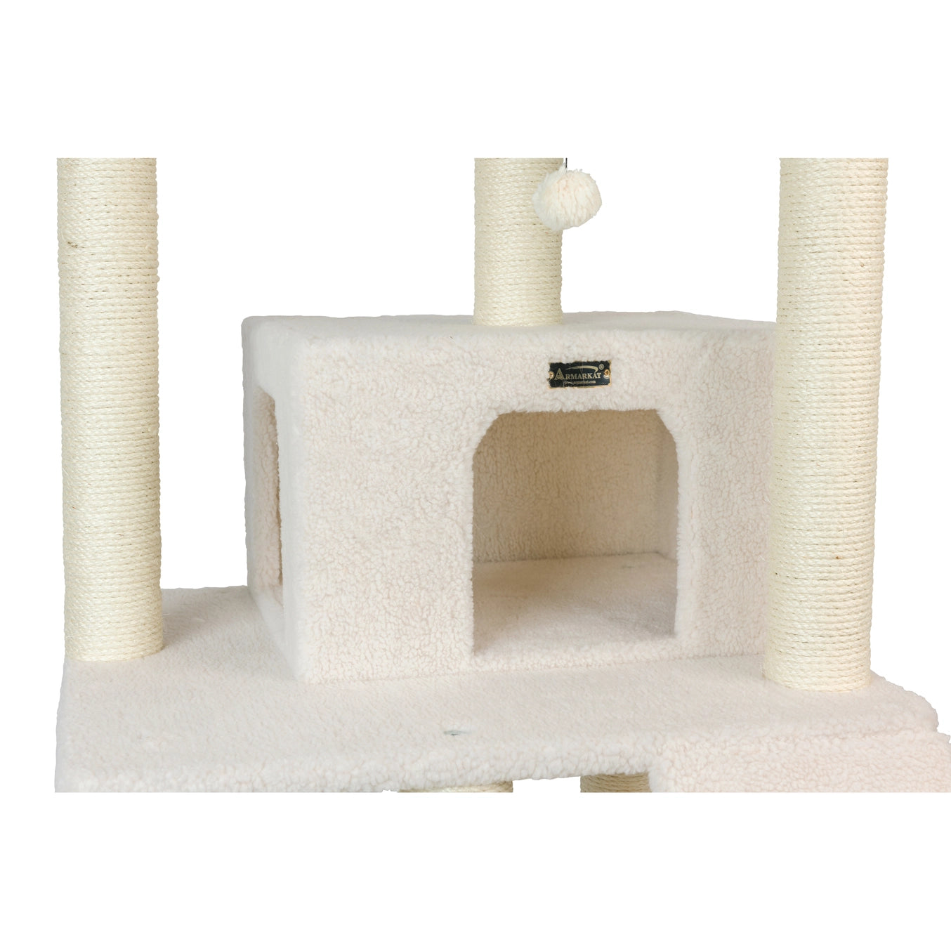 85" Real Wood Ivory Classic Cat Tree- Includes Multi Levels & Ramp- Model #B8201