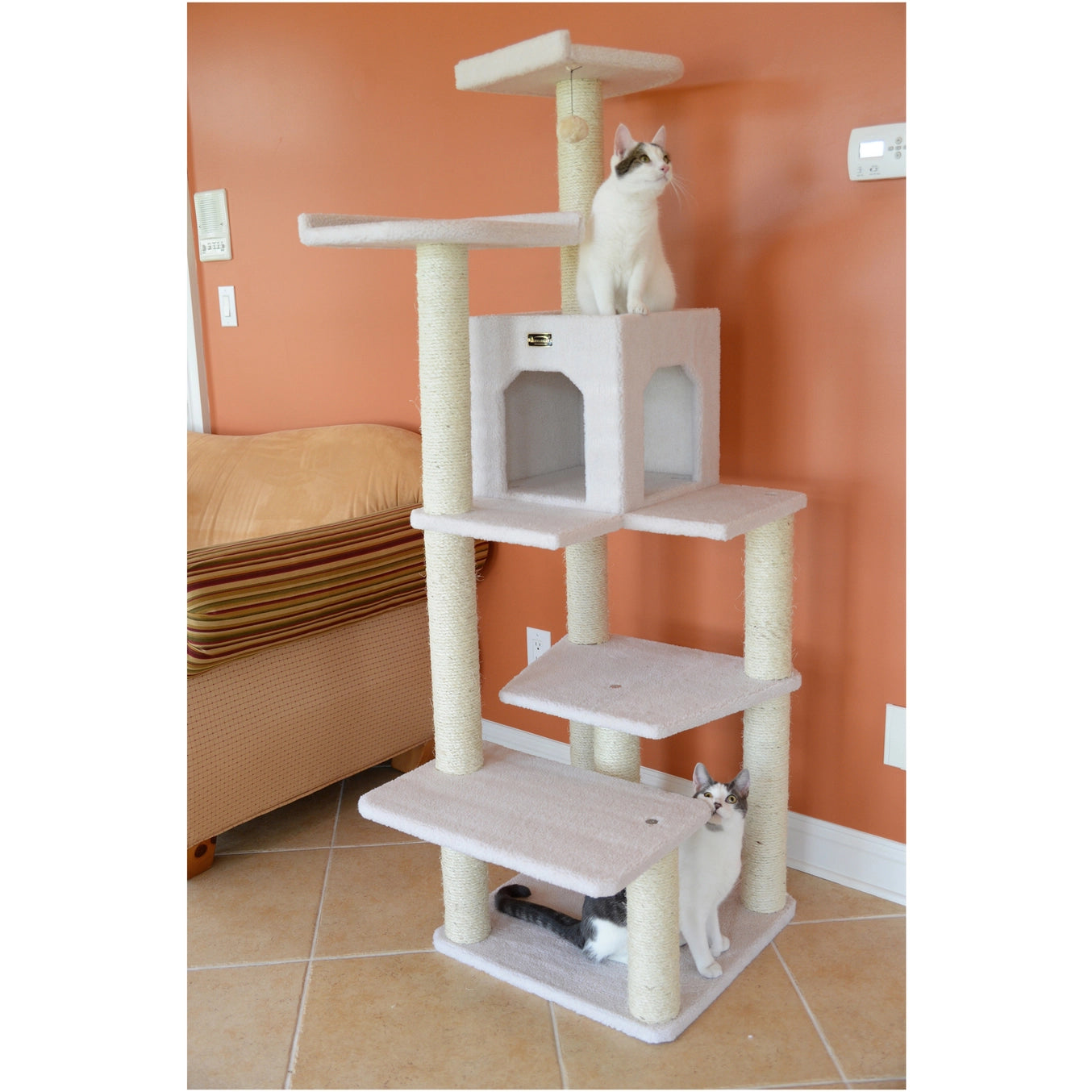 Real Wood Ivory Classic Cat Tree Condo- Includes 6 Levels- Model #B6802