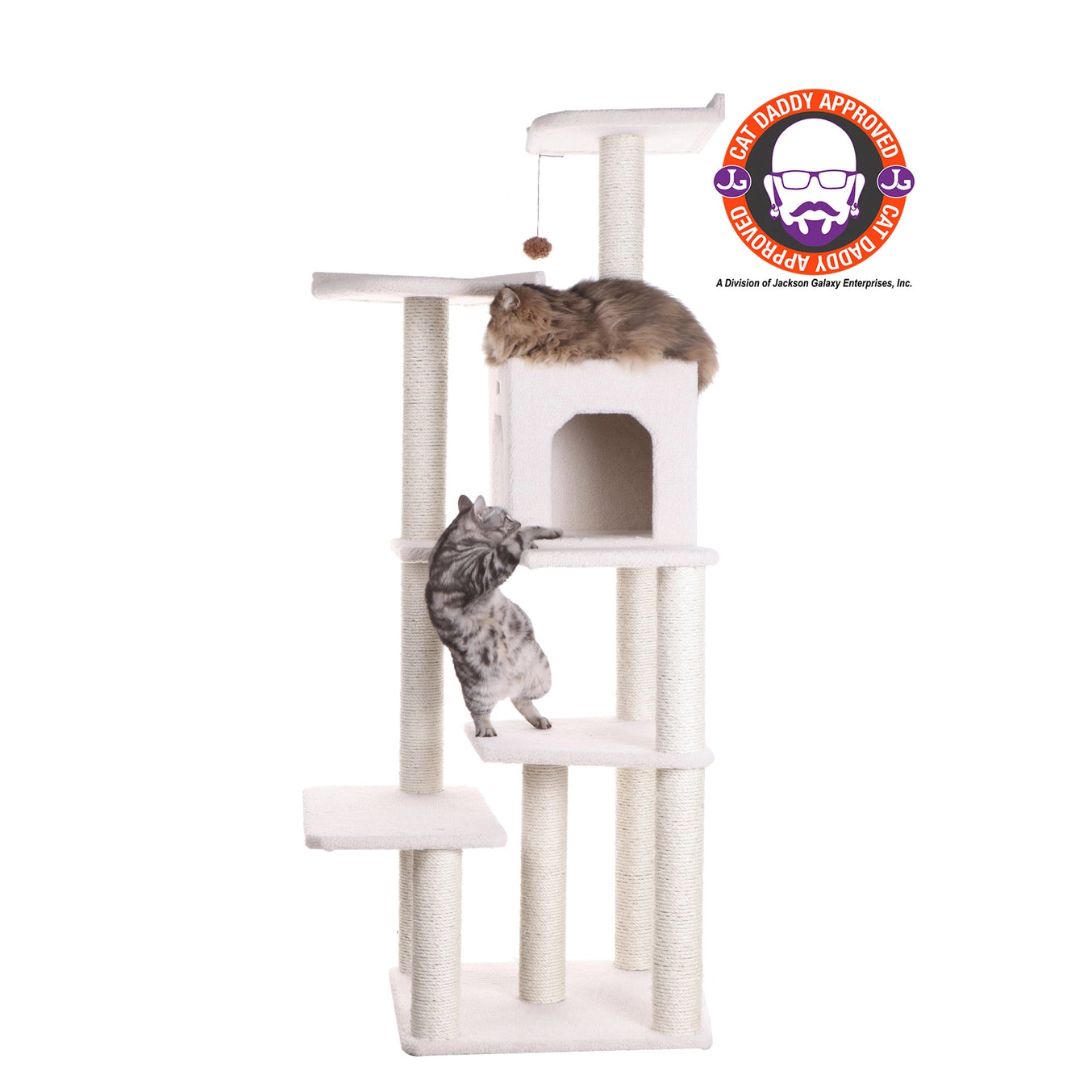 Real Wood Ivory Classic Cat Tree Condo- Includes 6 Levels- Model #B6802