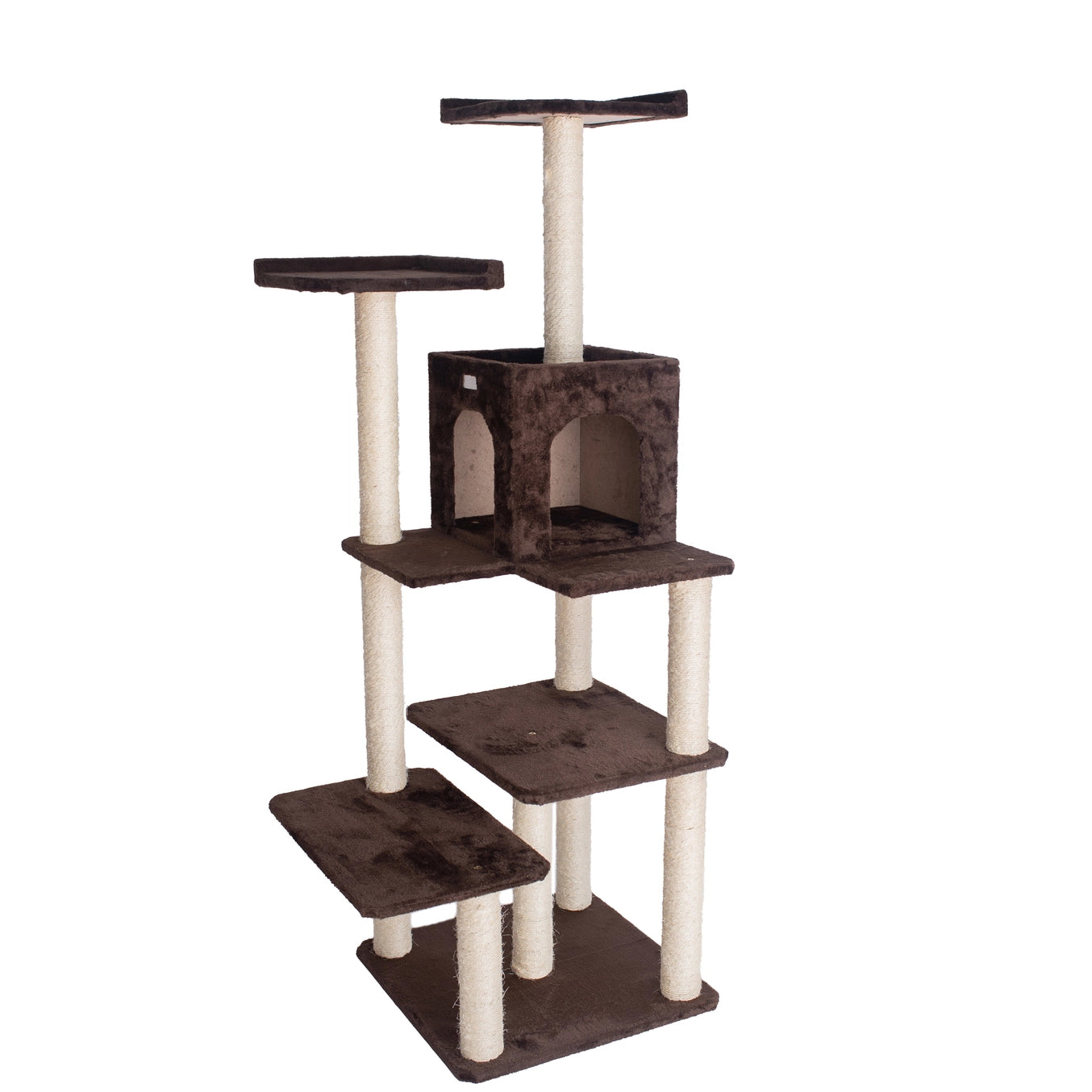 Real Wood 66-Inch Cat Tree Cat Climber- Includes 4 Levels- Model #GP78680723