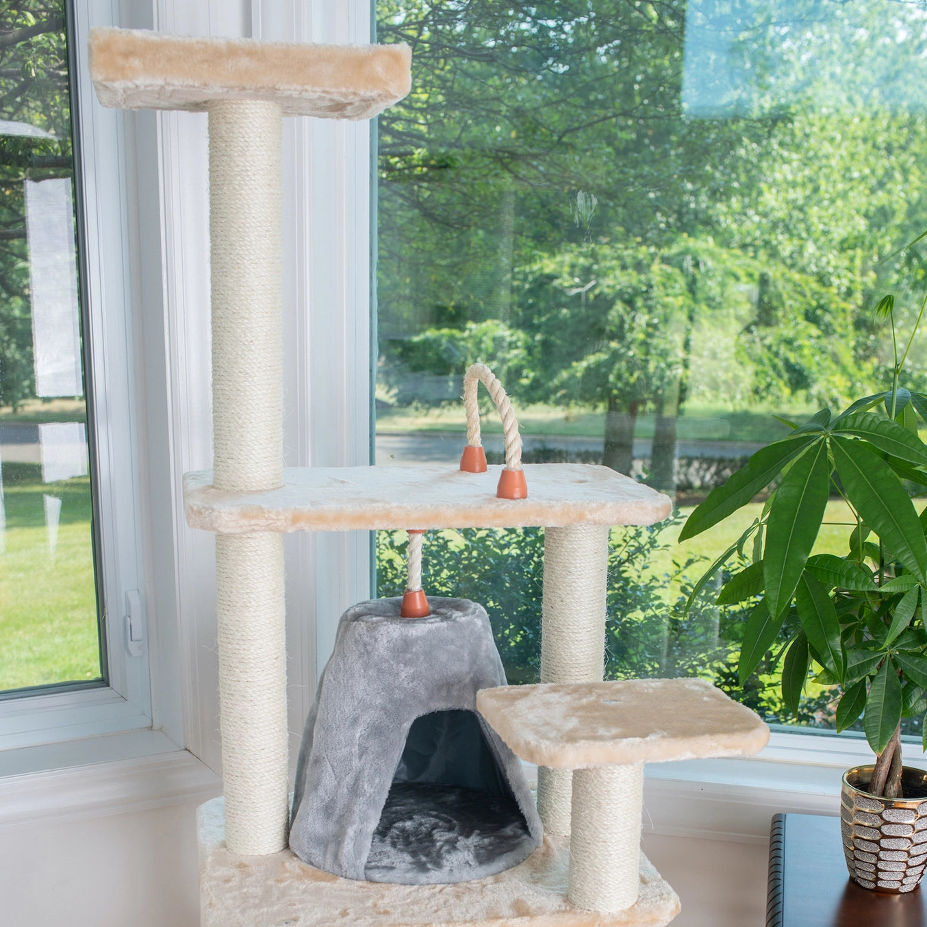 Real Wood 65" Cat Tree with Hammock- Model #A6501