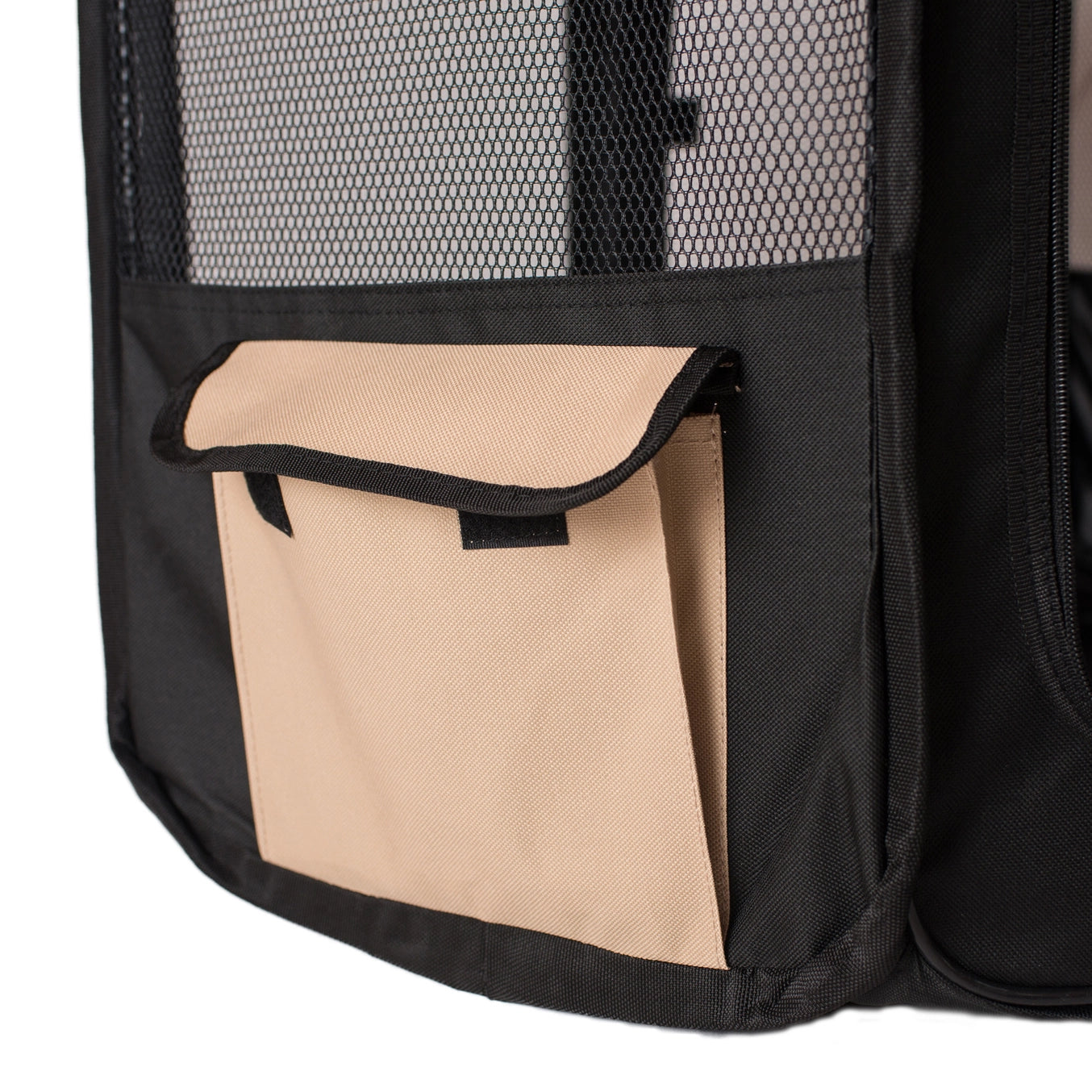 XL Black & Beige Portable Pet Playpen & Bag Combo - Model PP003BGE