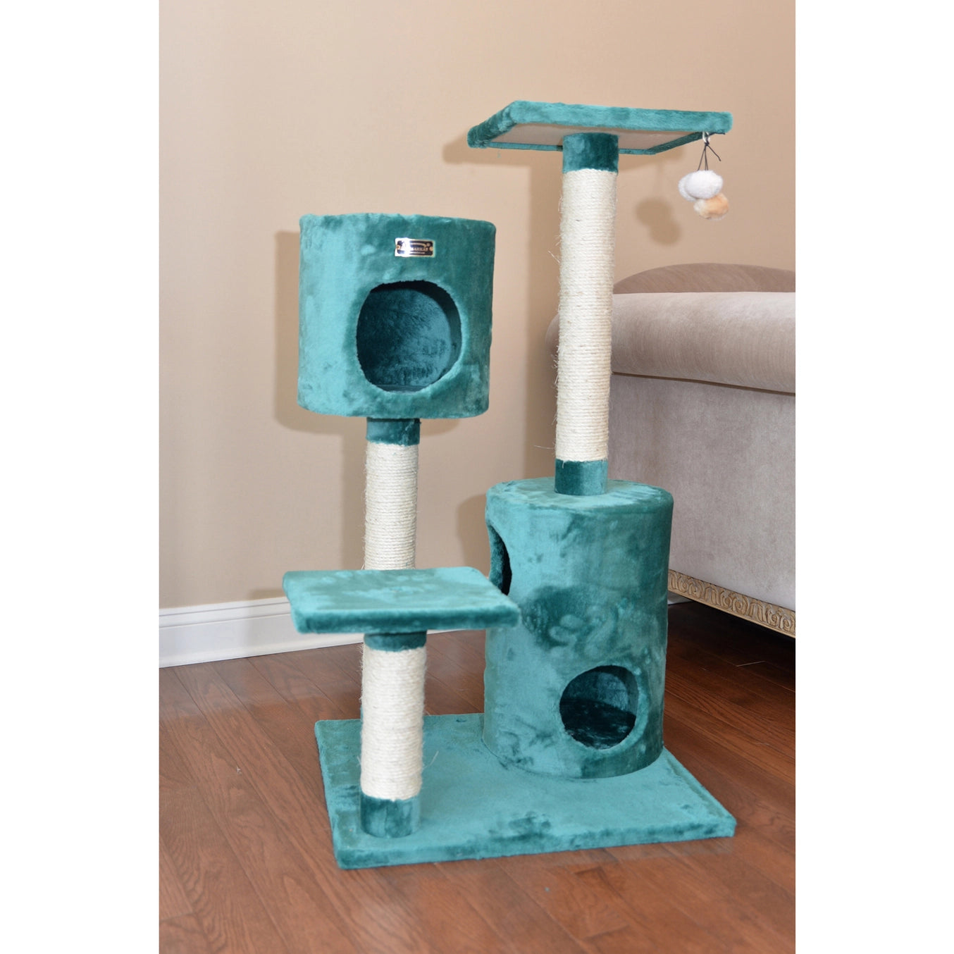 Green 43" Real Woood Cat Tree House With 2 Private Condos - Model A4301