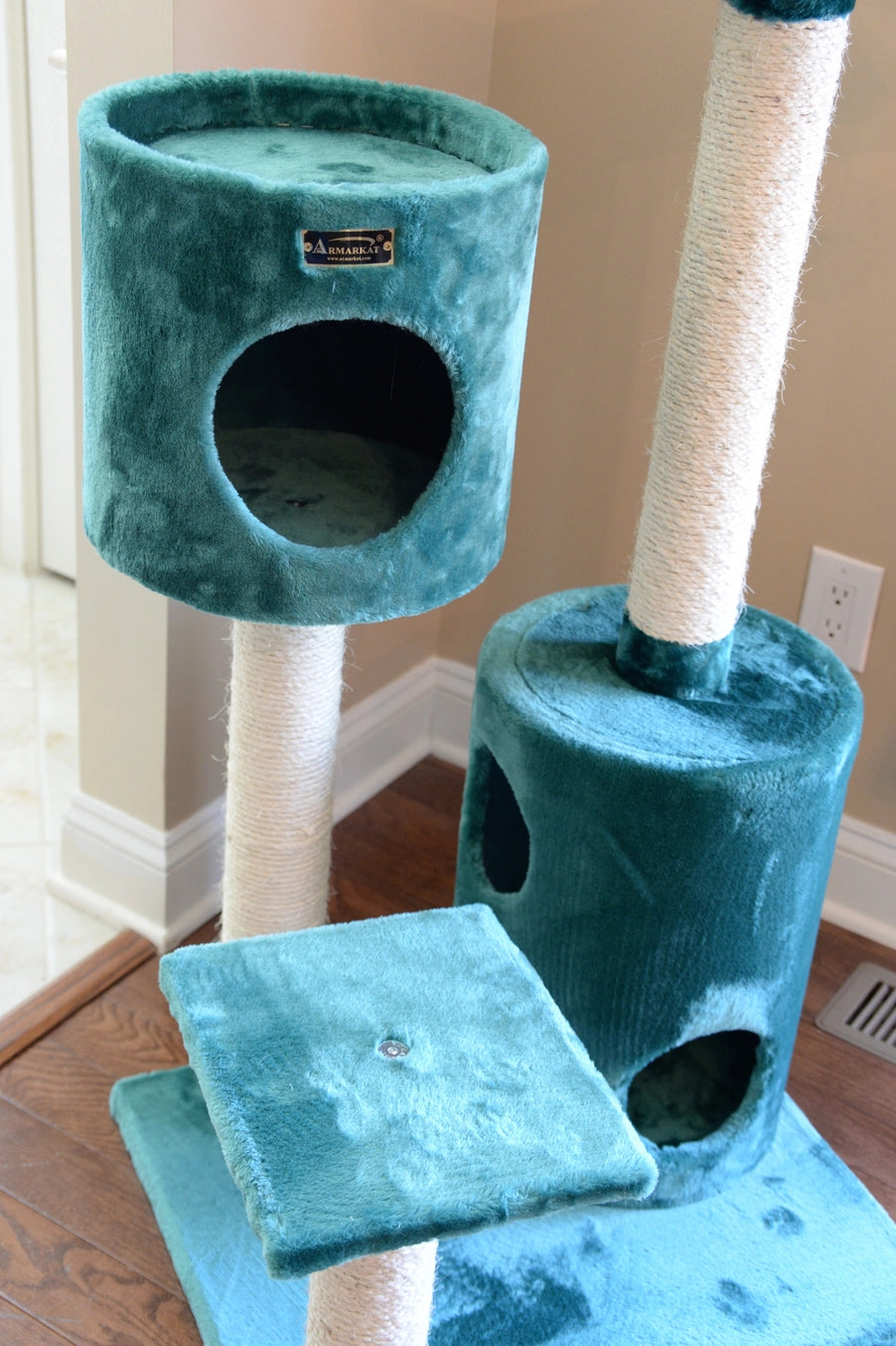 Green 43" Real Woood Cat Tree House With 2 Private Condos - Model A4301