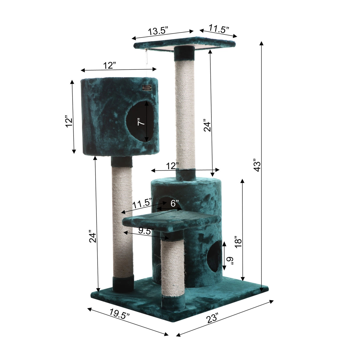 Green 43" Real Woood Cat Tree House With 2 Private Condos - Model A4301