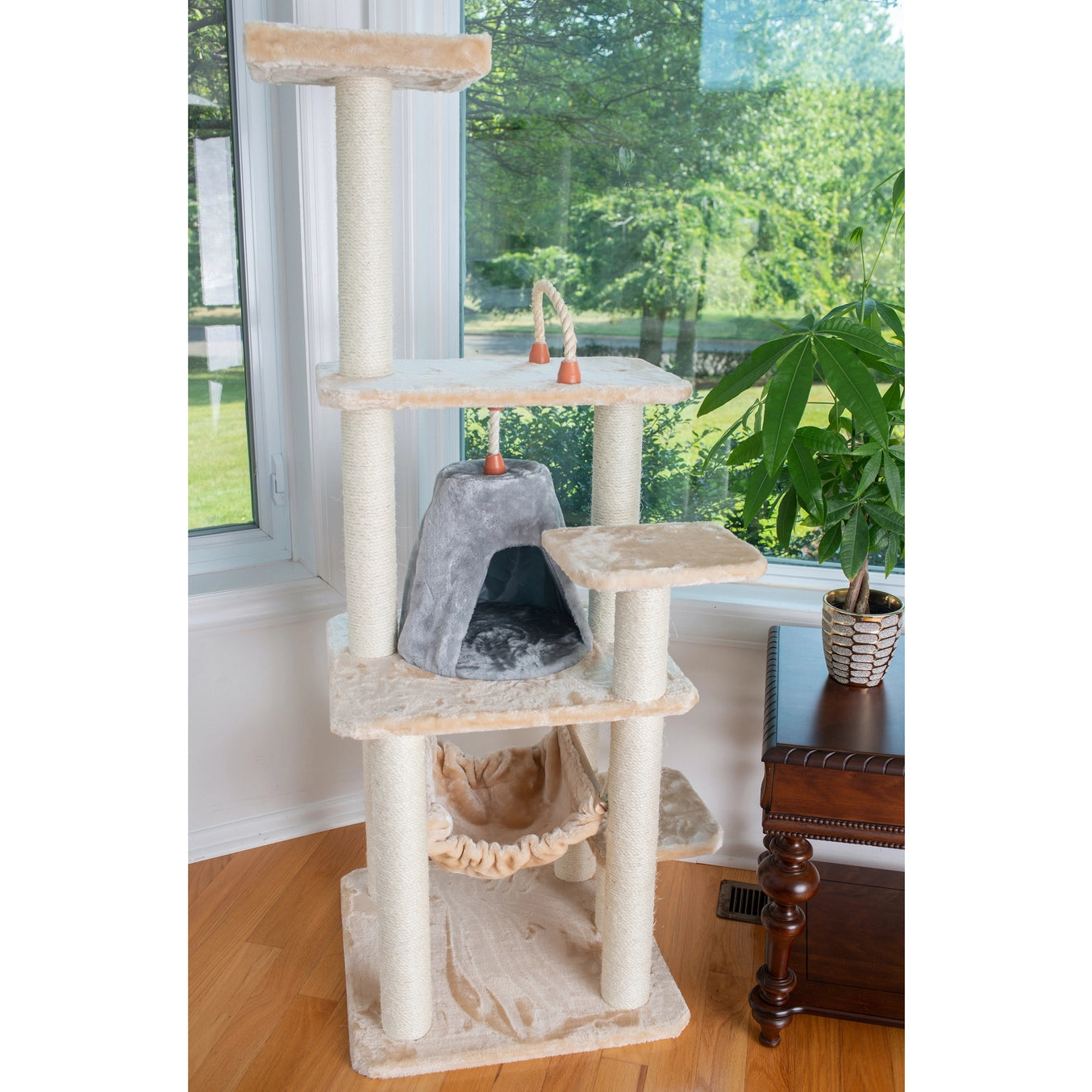 Real Wood 65" Cat Tree with Hammock- Model #A6501