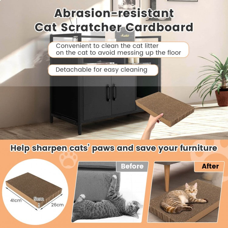 Black Hidden Cat Washroom with Double Doors & Scratch Cardboard- Model #96873451