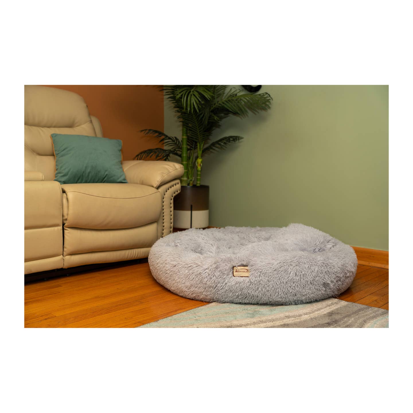 Grey Fluffy Extra Large Round Cat Bed - Model C71NHS