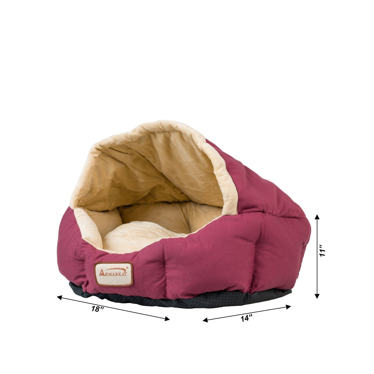 Burgundy Ivory Cat Small Pet Bed- Model C08HJH