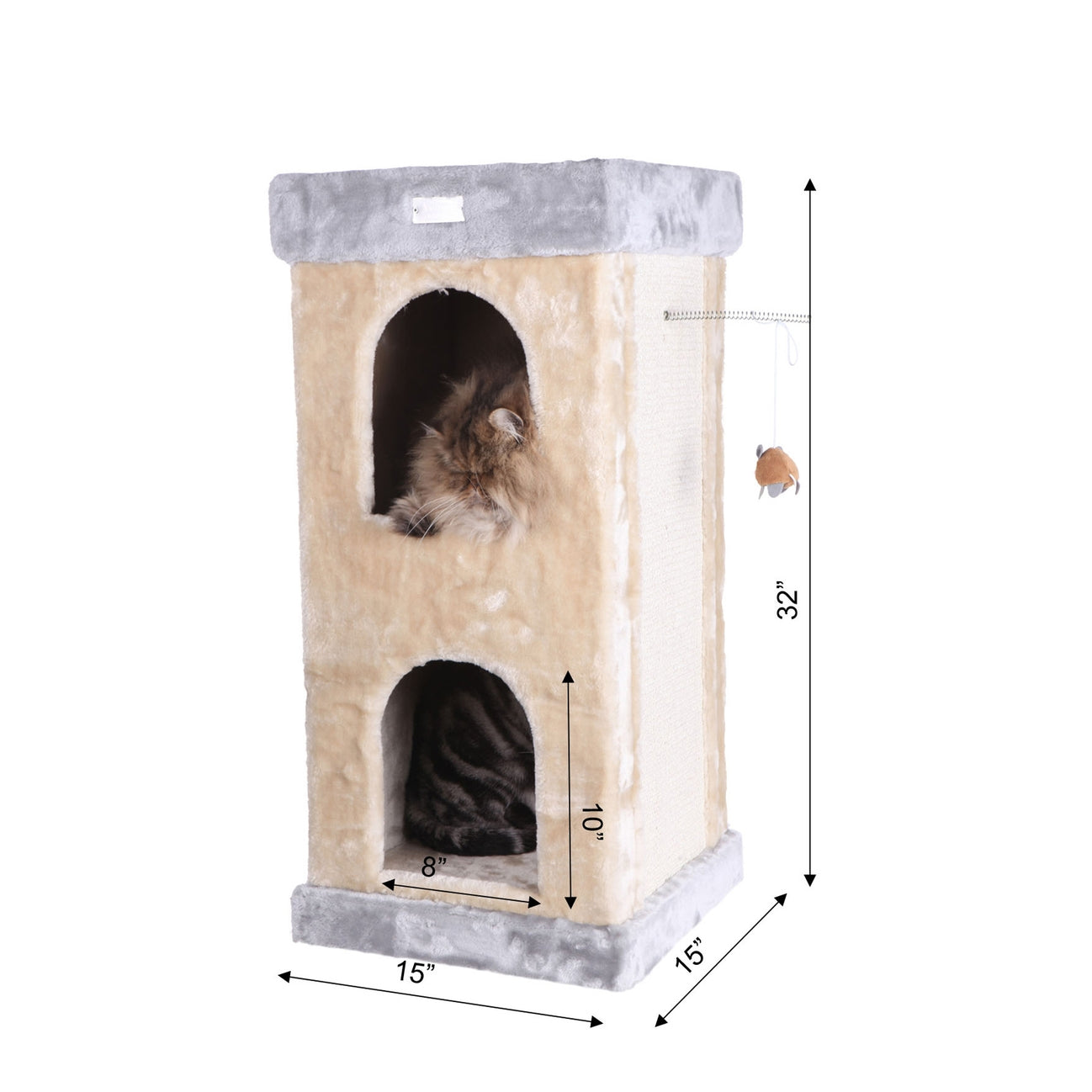 Real Wood Double Condo Cat House with Carpet- Model X3203