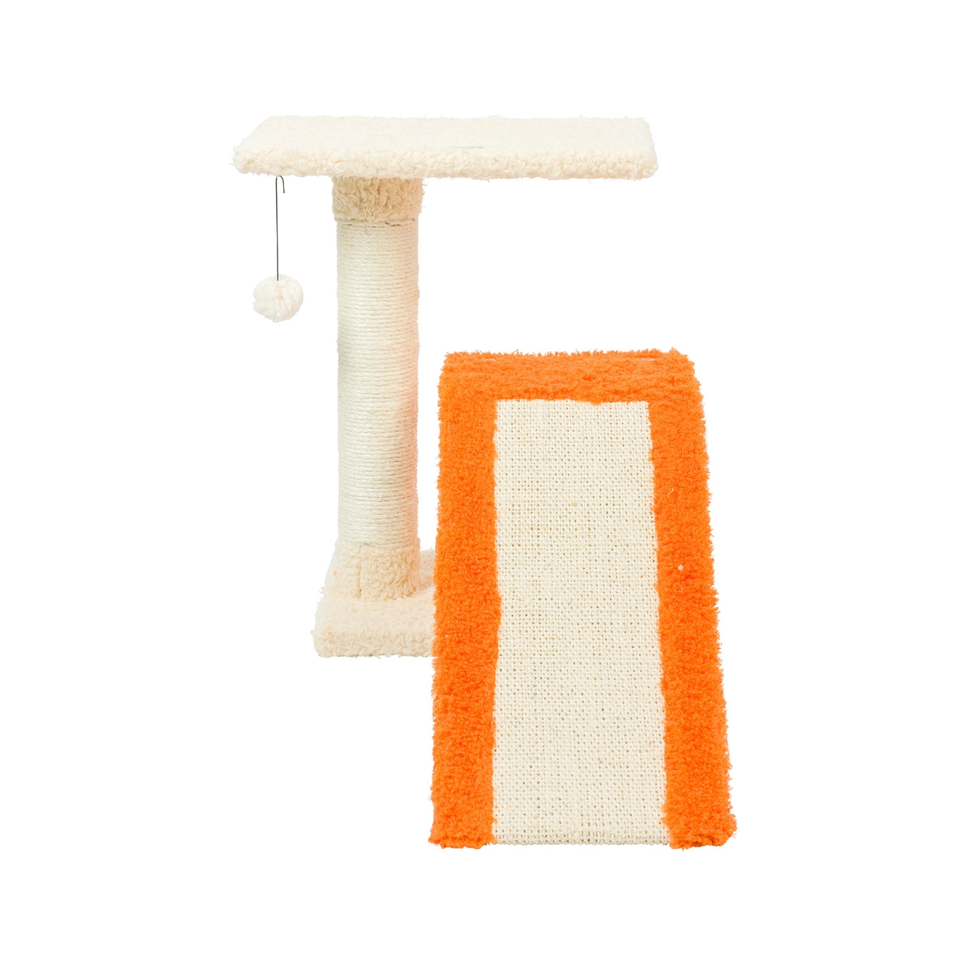 Beige Two Level Platform Scratcher With Sisal Carpet Ramp-Model X2101