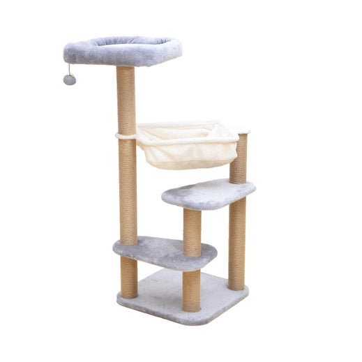 Oak 3-Level Cat Tree with Hammock, Perch, and Toy- Model CT210197