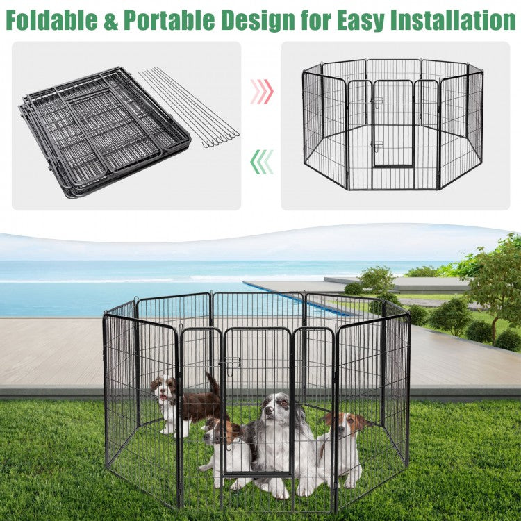 8 Metal Panel Heavy Duty Steel Pet Playpen Dog Fence with Door- Model #56274098