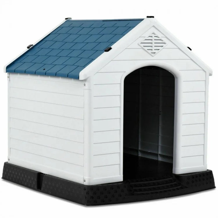 Blue & White Dog House with Ventilation System & Fastening Device- Model #56028941