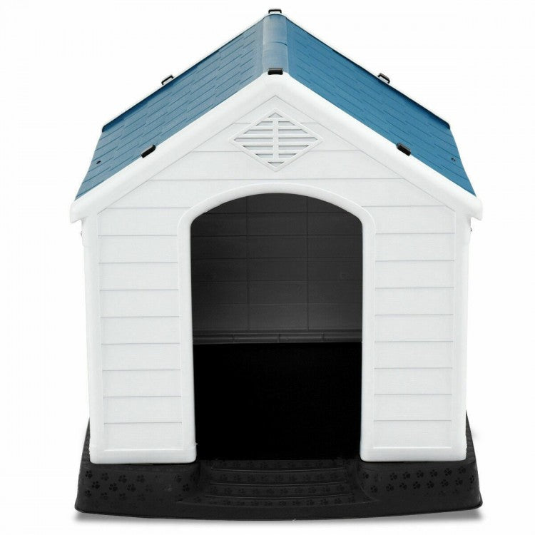 Blue & White Dog House with Ventilation System & Fastening Device- Model #56028941