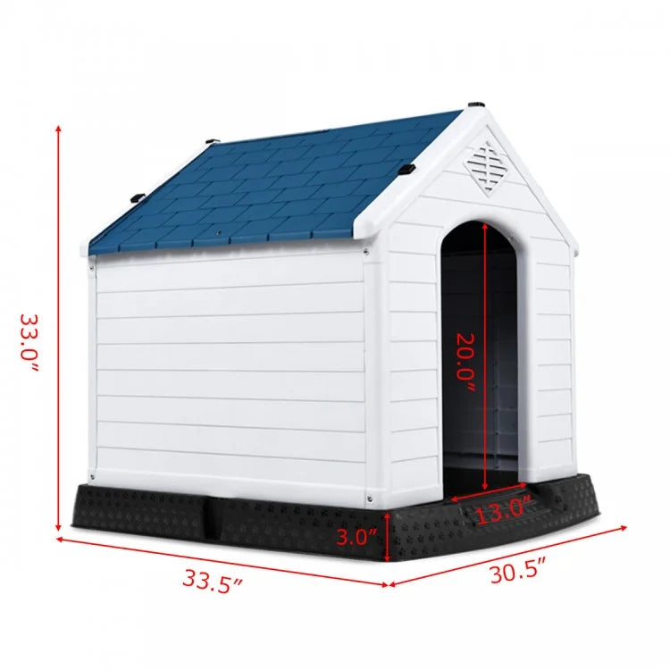 Blue & White Dog House with Ventilation System & Fastening Device- Model #56028941