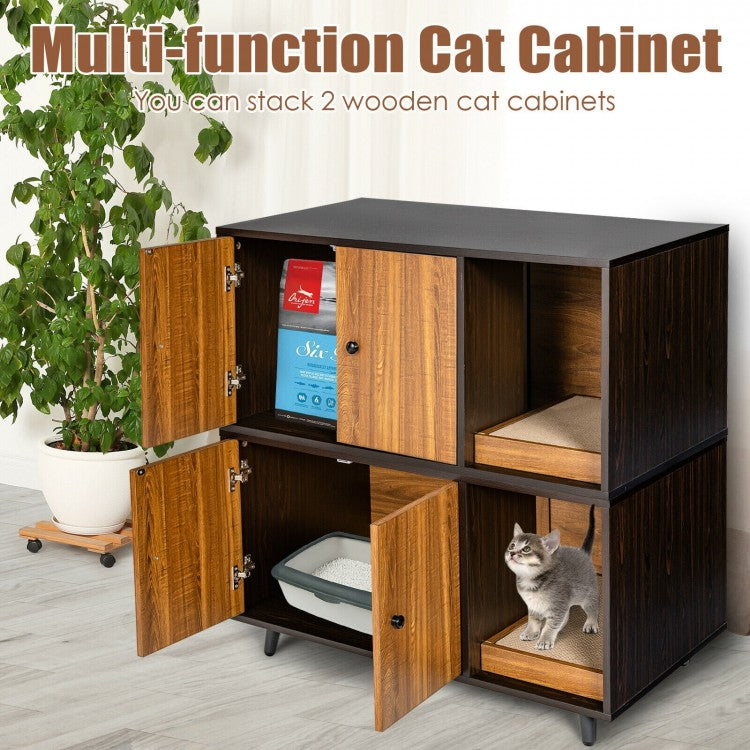 Cat Litter Box Enclosure with Divider & Double Doors- Model #48260317