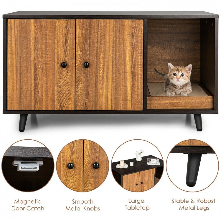 Cat Litter Box Enclosure with Divider & Double Doors- Model #48260317