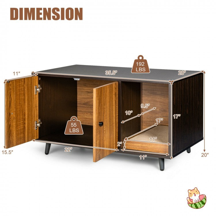 Cat Litter Box Enclosure with Divider & Double Doors- Model #48260317