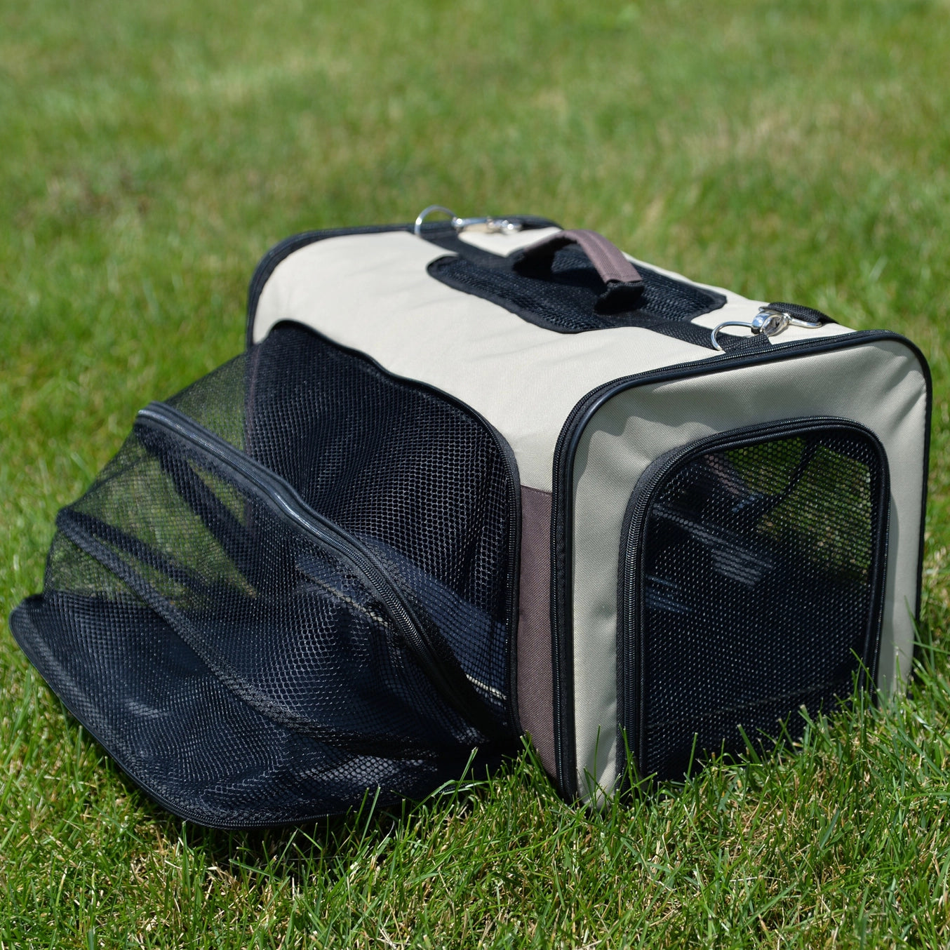 Beige & Brown Airline Approved Pet Carrier Soft Sided Pet Carrier - Model PC102R