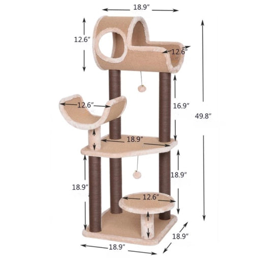 Camel Complex Cat Tree - 5 Level Beige Tower- Model CT18382