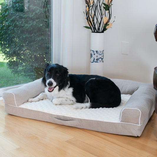Memory Foam Medium Bolstered Pet Bed Cushion With Handle- Model D07B