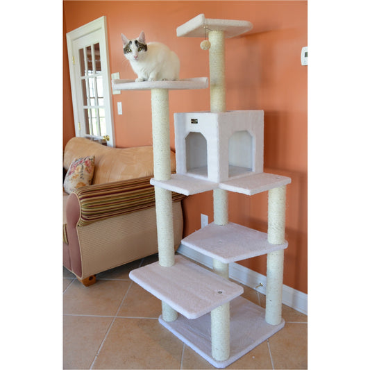 Real Wood Ivory Classic Cat Tree Condo- Includes 6 Levels- Model #B6802