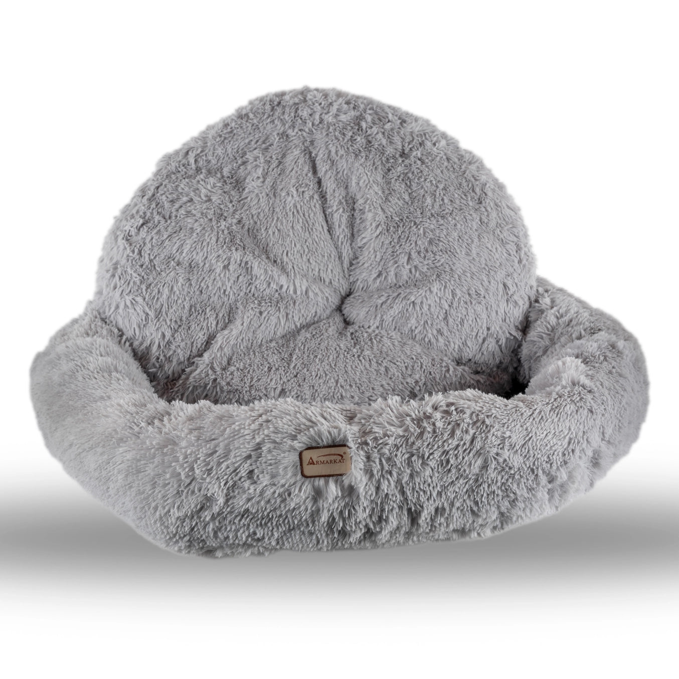Extra Large Light Grey Fluffy Round Cat Bed- Model C71NHS