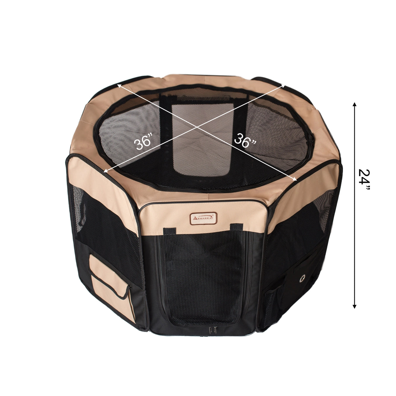 Black & Beige Portable Pet Playpen & Bag Combo - Model PP003BGE