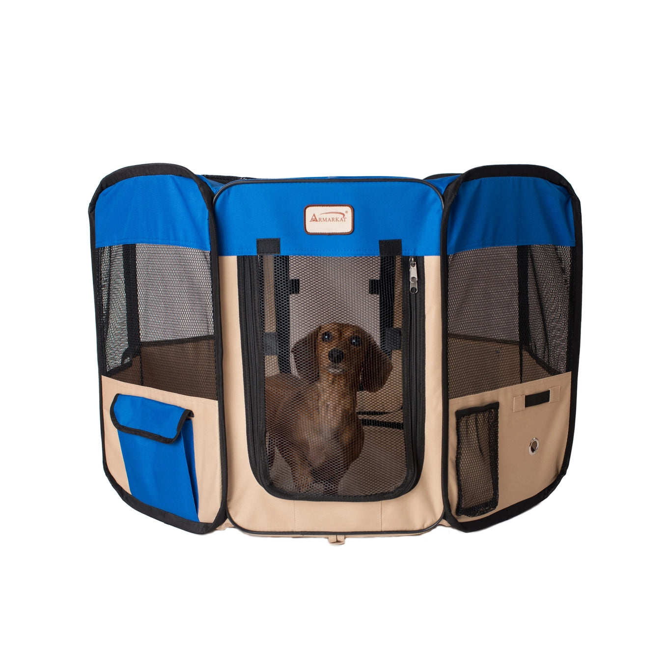 XL Blue & Beige Portable Pet Playpen & Bag Combo - Model PP001B