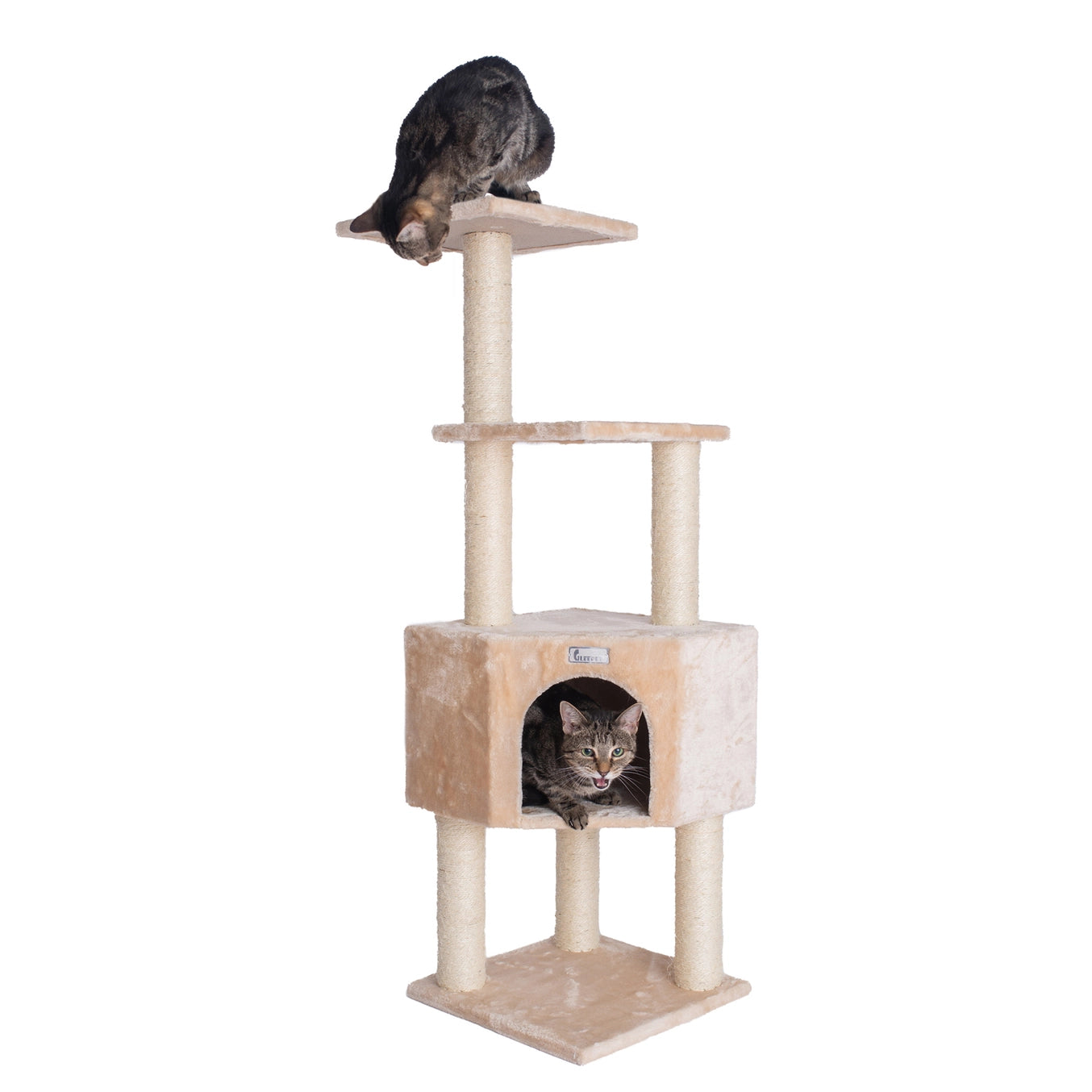 48" Real Wood Beige Cat Tree Cat Perches Scratcher- Model #78480321