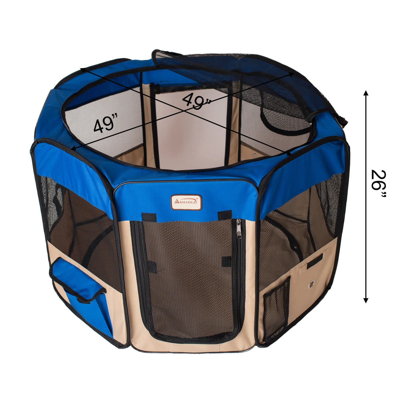 XL Blue & Beige Portable Pet Playpen & Bag Combo - Model PP001B