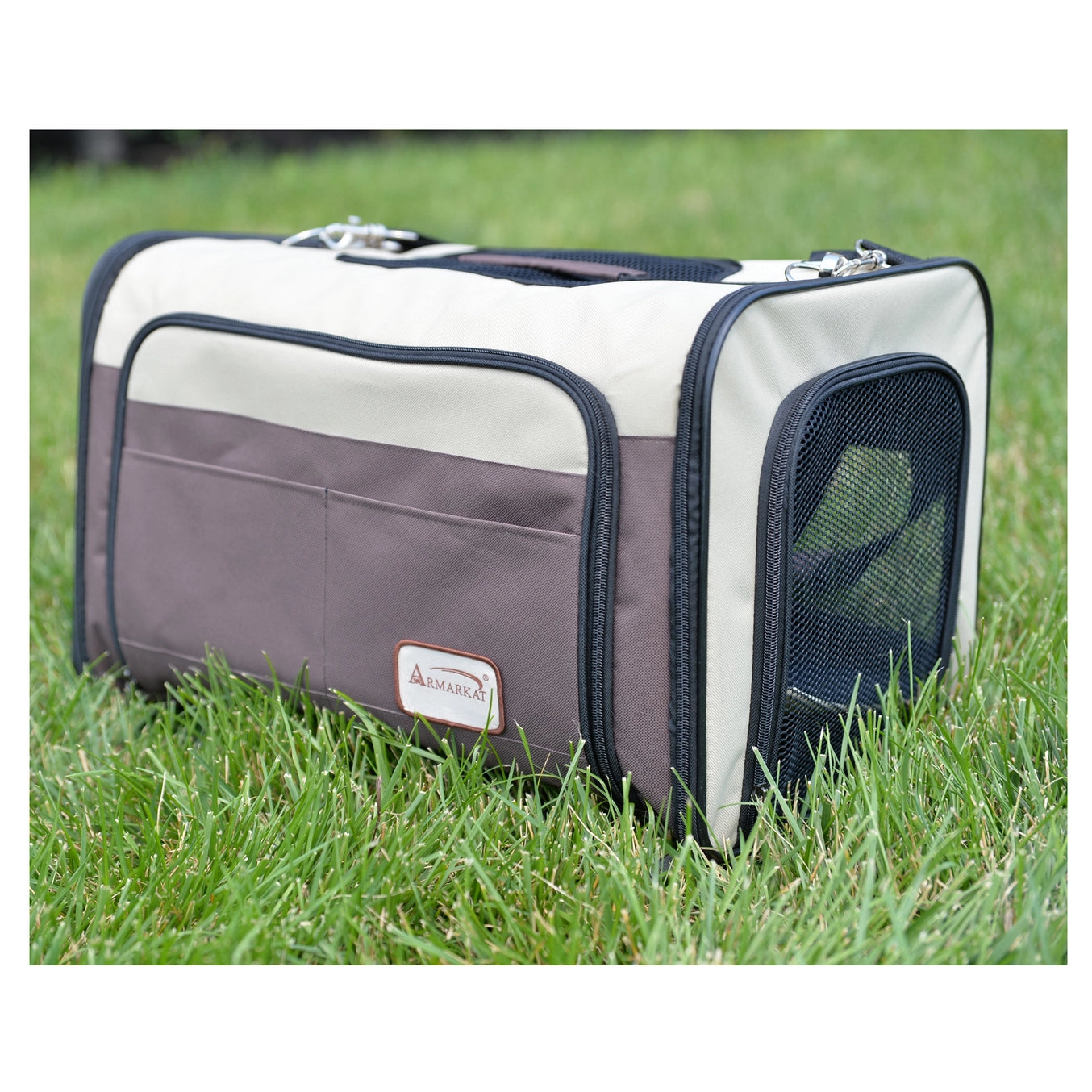 Beige & Brown Airline Approved Pet Carrier Soft Sided Pet Carrier - Model PC102R