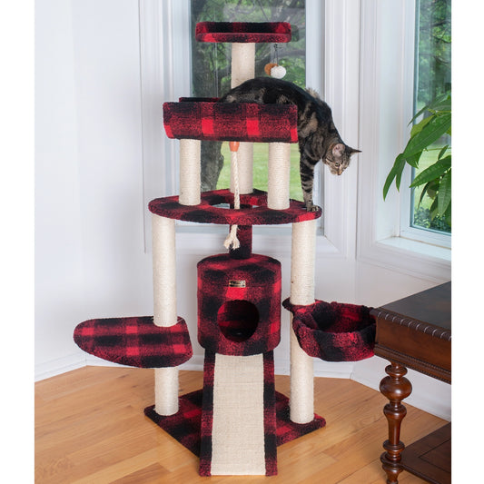 58" Real Wood Red Cat Tree Cat Scratcher- Model #5806
