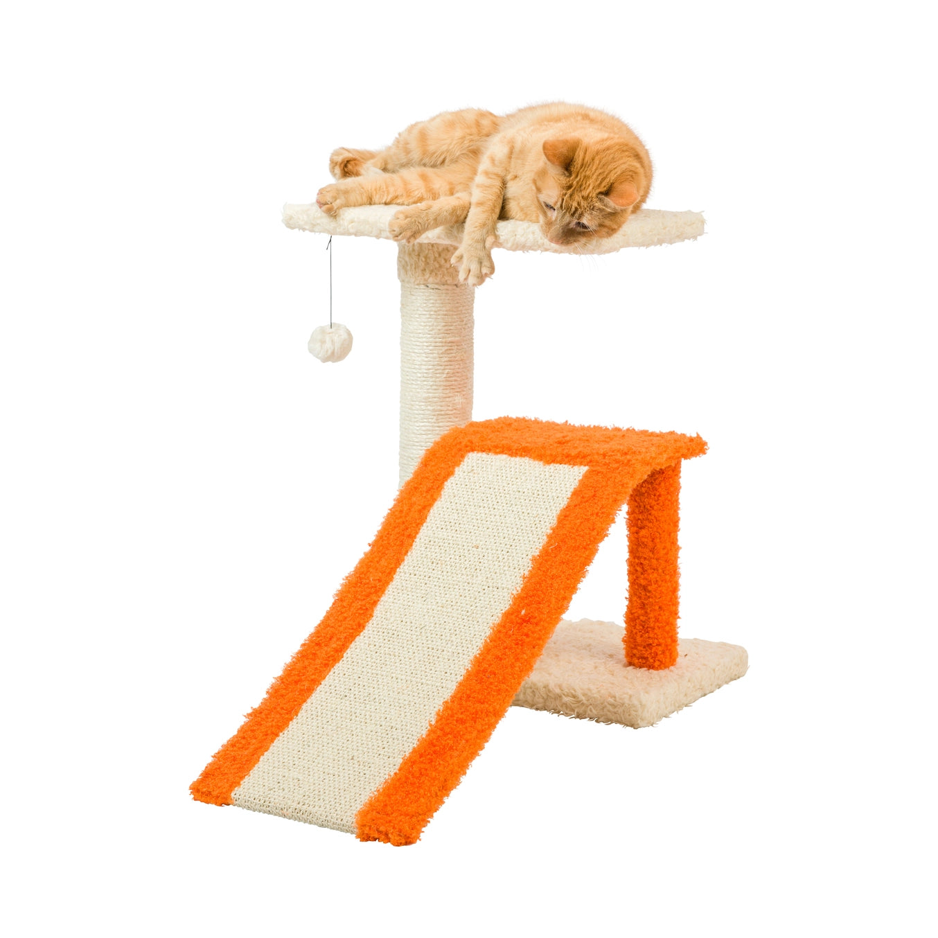 Beige Two Level Platform Scratcher With Sisal Carpet Ramp-Model X2101