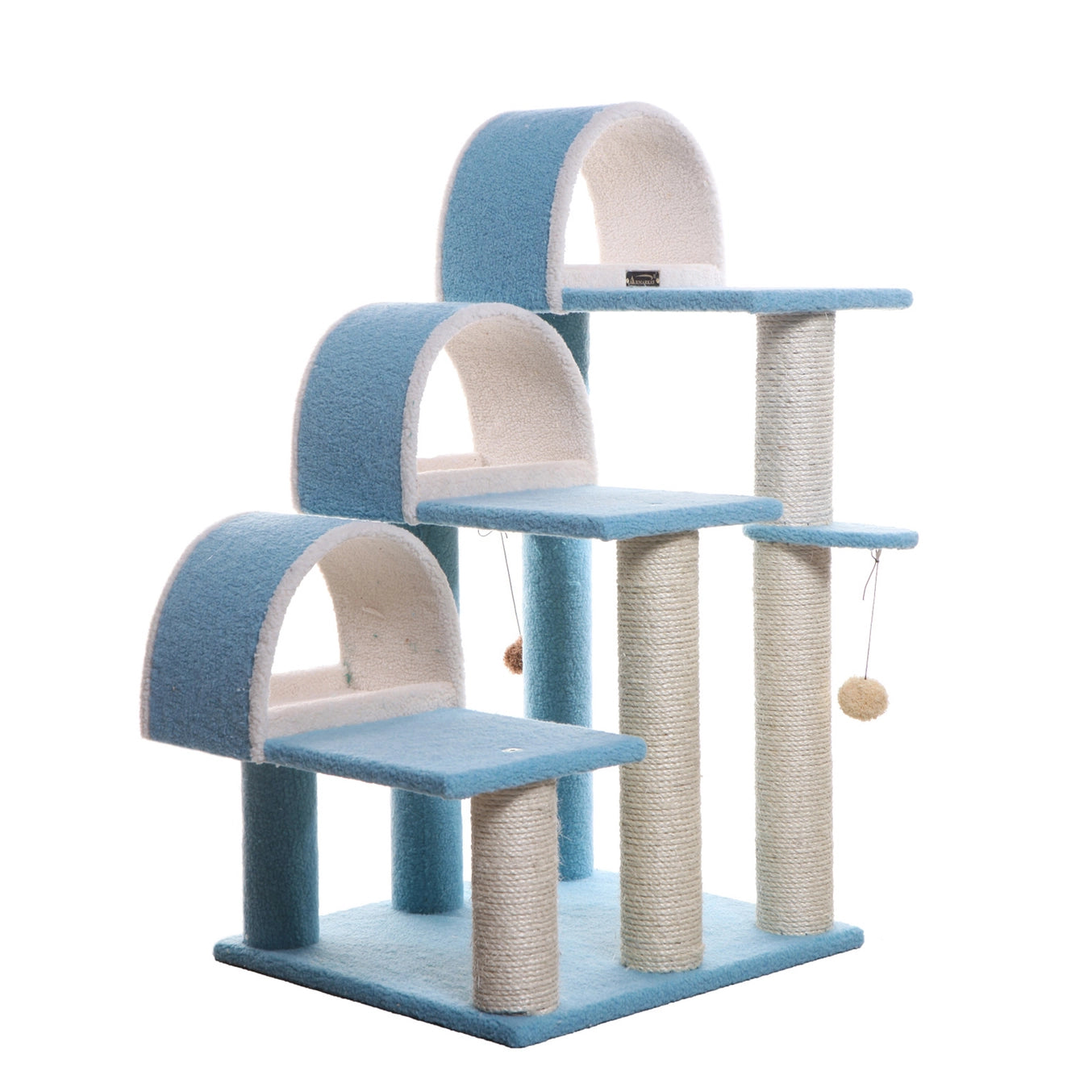 Real Wood 38" High Ivory Cat Step Stairs Ramp, Cat Scratcher-Model B3803