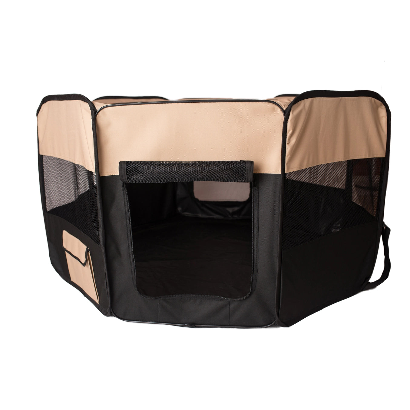 XL Black & Beige Portable Pet Playpen & Bag Combo - Model PP003BGE
