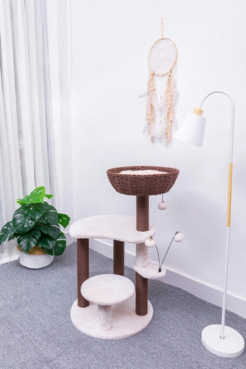 Quartz Natural Aesthetic, Handwoven Cat Tree- Model PP210341
