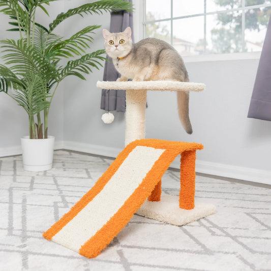 Beige Two Level Platform Scratcher With Sisal Carpet Ramp-Model X2101