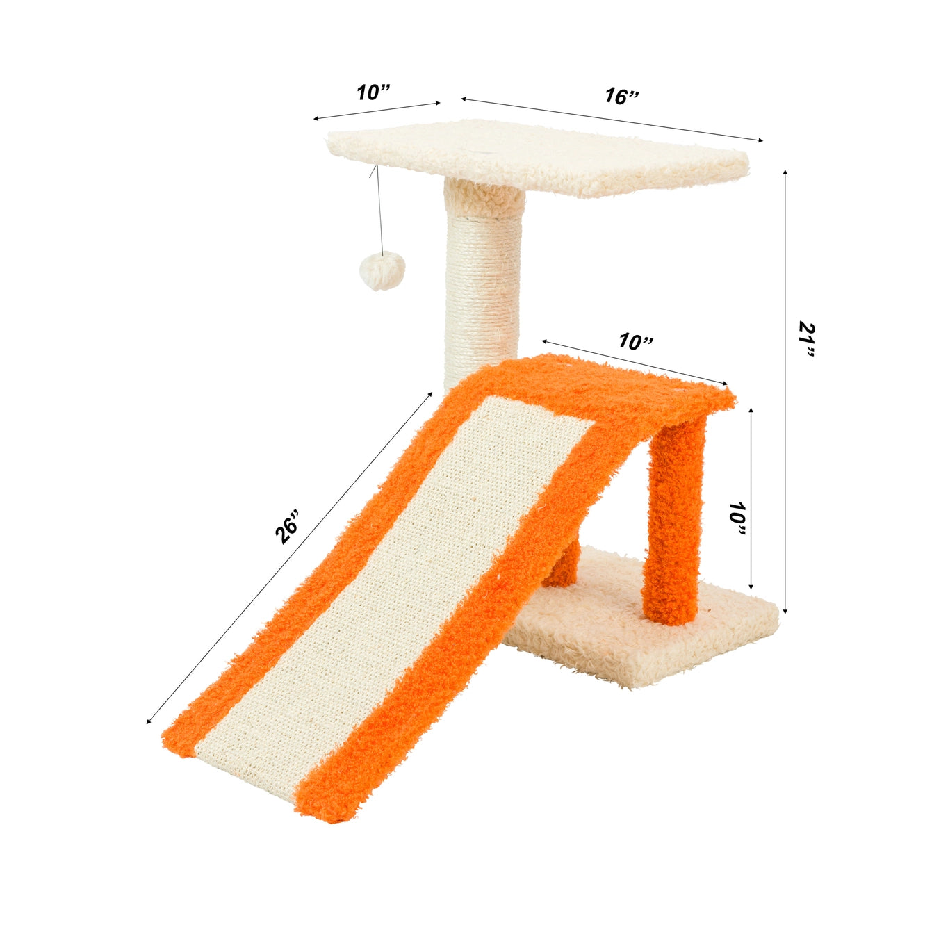 Beige Two Level Platform Scratcher With Sisal Carpet Ramp-Model X2101