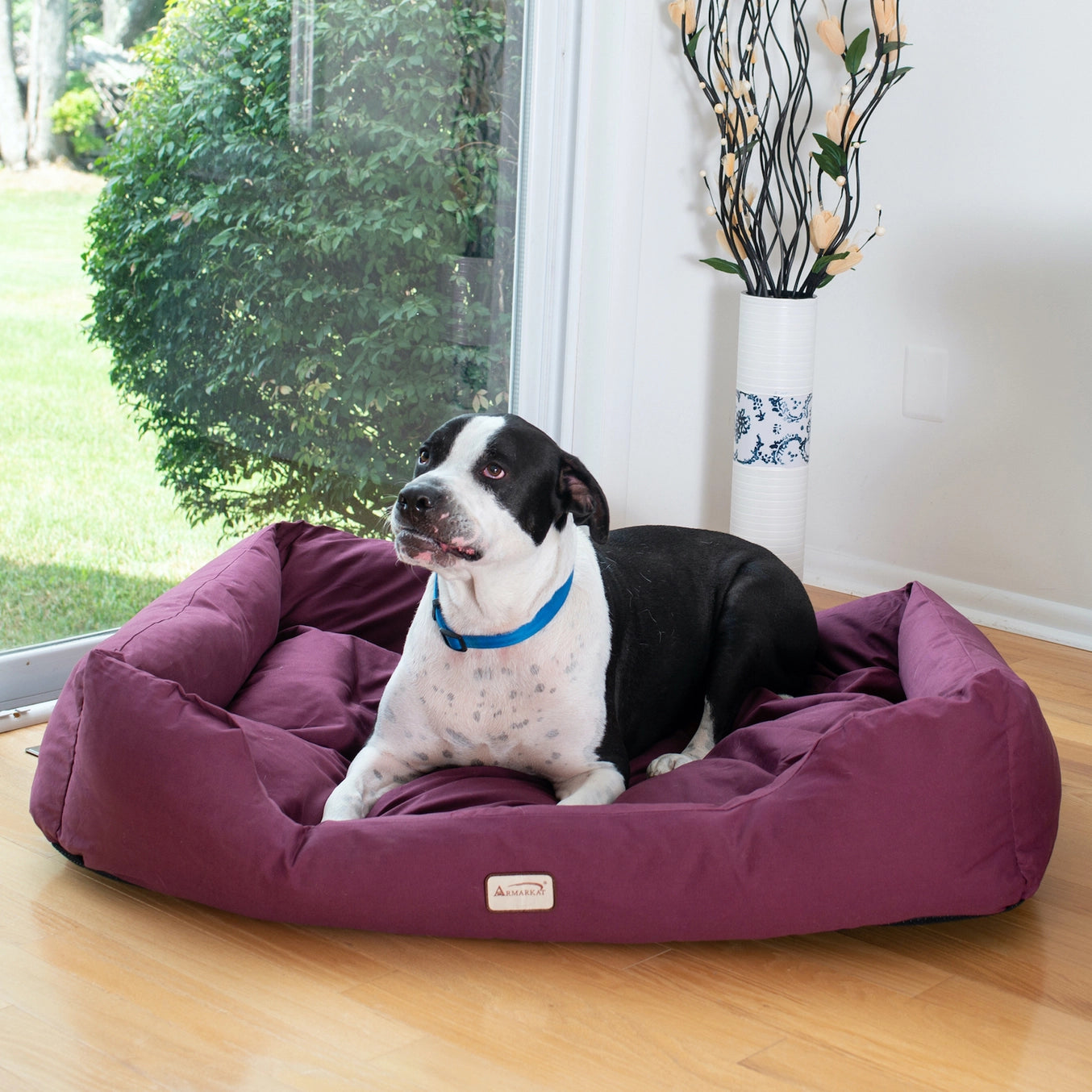 Burgundy Bolstered Dog Bed- Medium- Model D01FJH