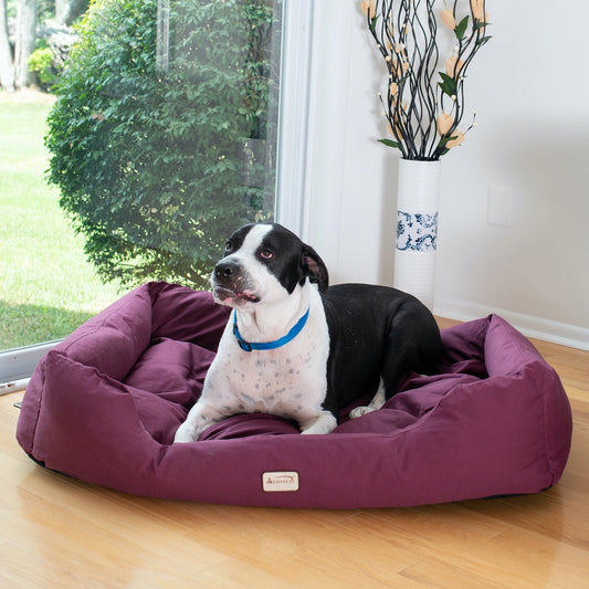 Burgundy Bolstered Dog Bed- Medium- Model D01FJH