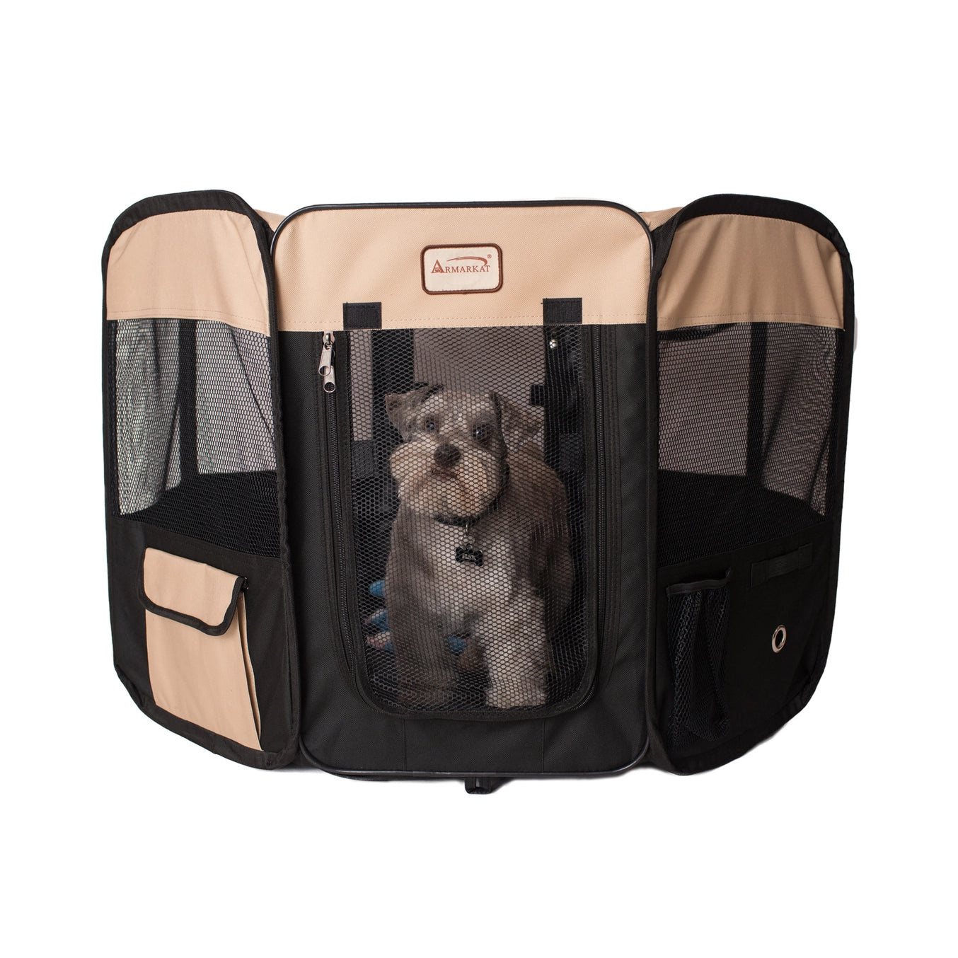 Black & Beige Portable Pet Playpen & Bag Combo - Model PP003BGE