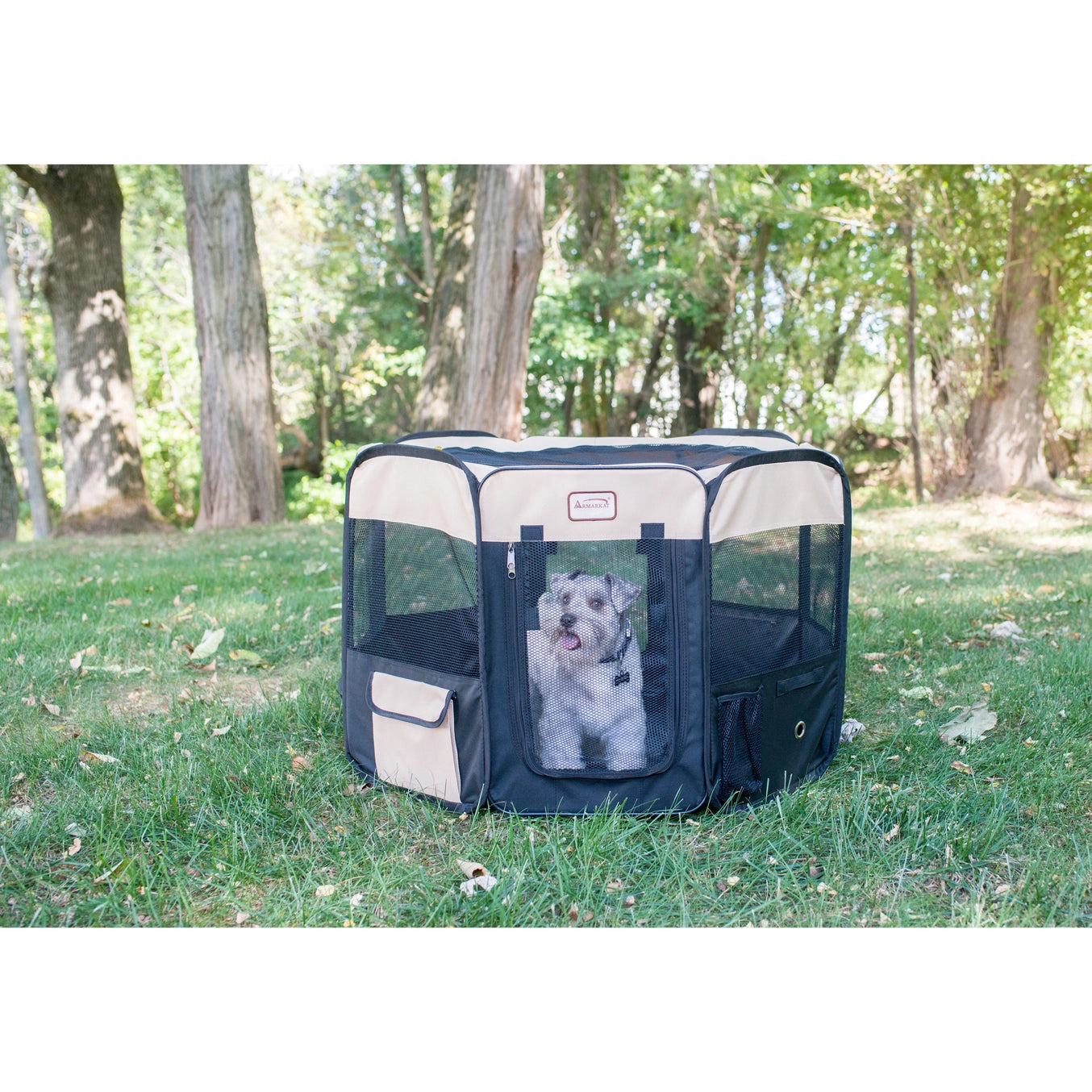 Black & Beige Portable Pet Playpen & Bag Combo - Model PP003BGE