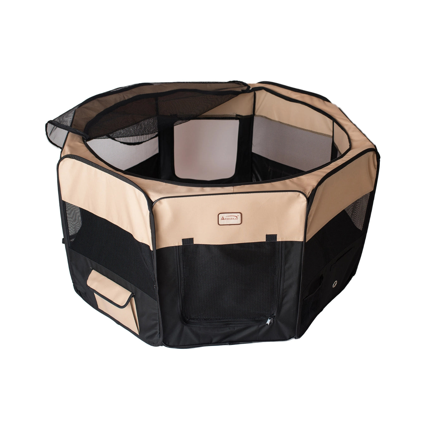 XL Black & Beige Portable Pet Playpen & Bag Combo - Model PP003BGE
